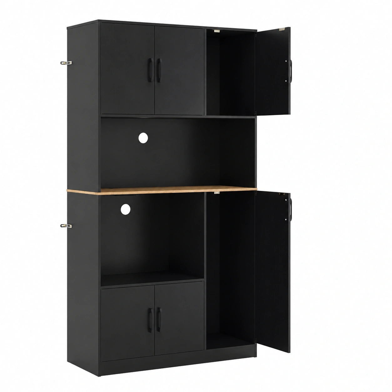 Hochschrank – 100 × 40 × 180 cm, aus Holz, Schwarz, für Esszimmer, Küche und Badezimmer