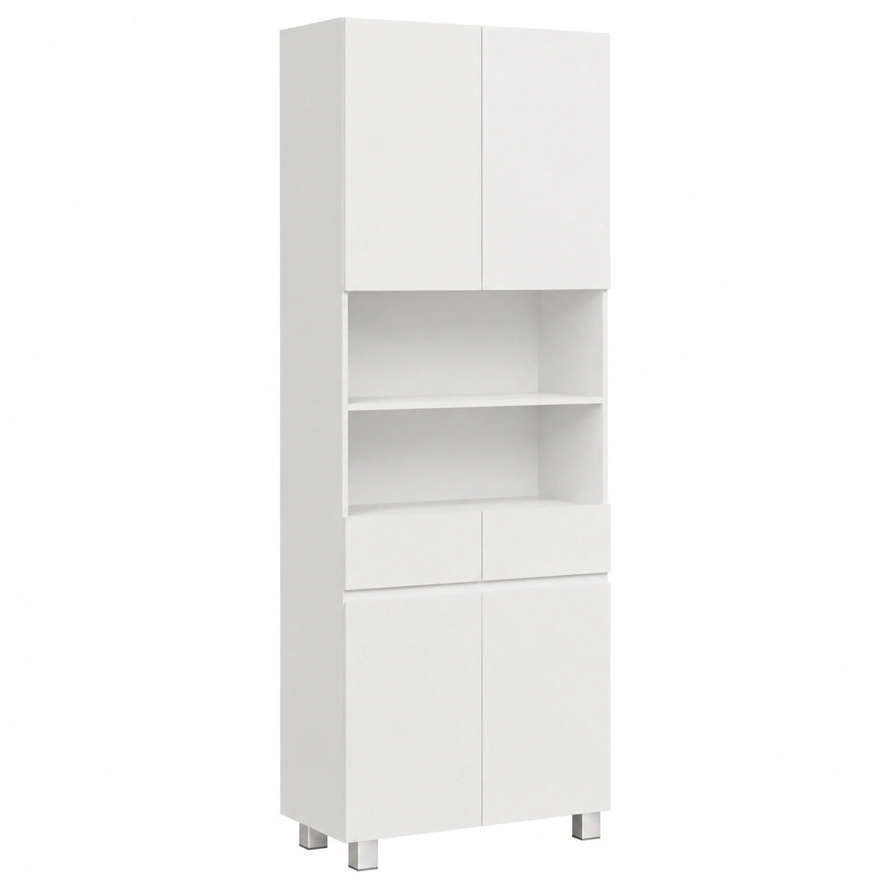 Badezimmerschrank – 30 × 60 × 180 cm, mit Schubladen, mit mehreren Türen, mit Ablagen, für Esszimmer und Wohnzimmer