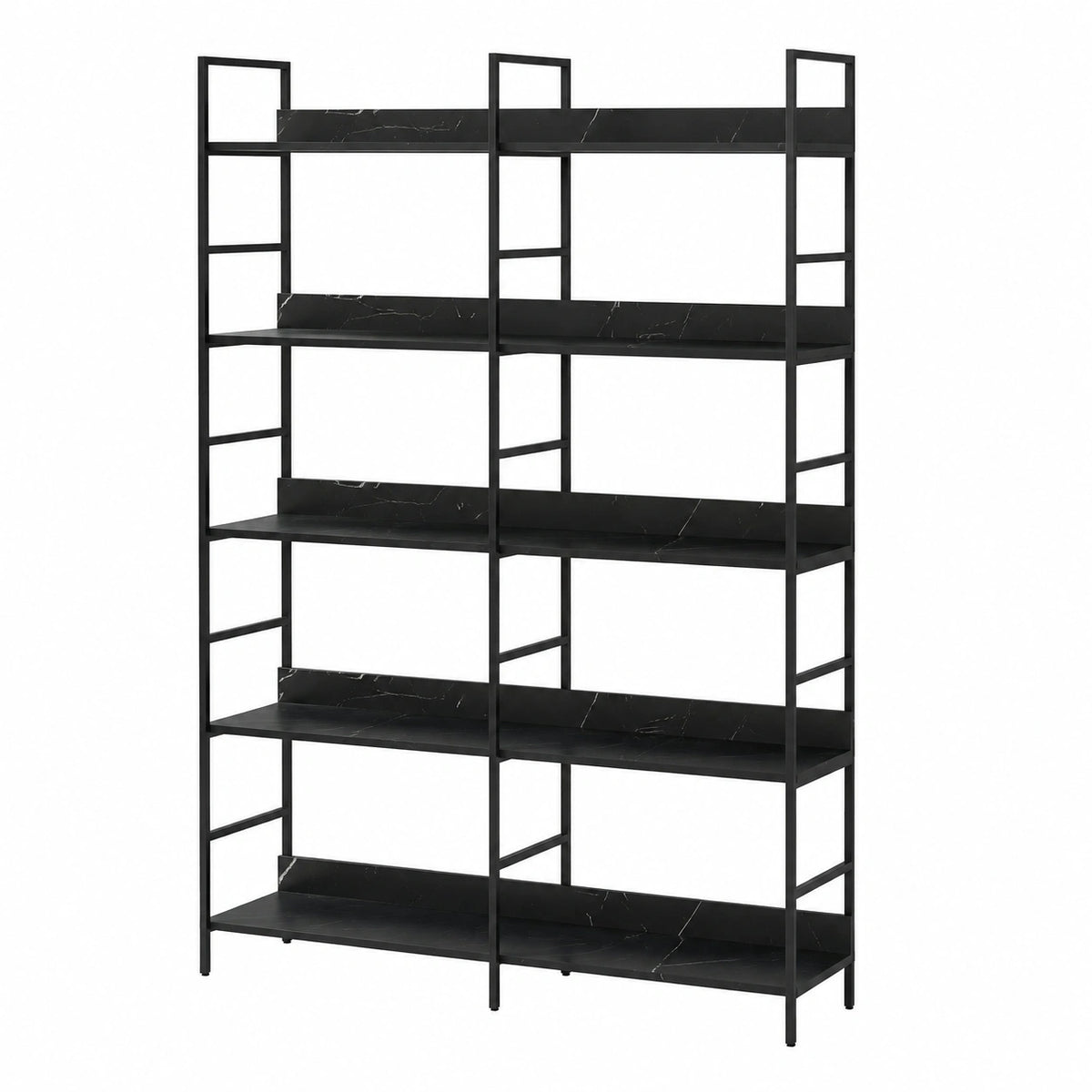 Bücherregal – 180 × 120 × 30 cm, Industriestil, aus Metall, Schwarz, für Wohnzimmer