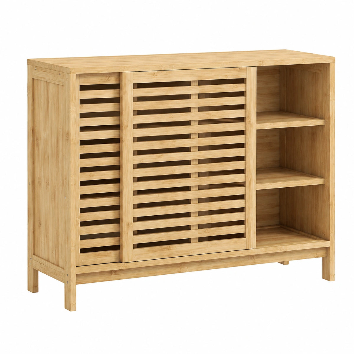 Badezimmerschrank – 80 × 34 × 80 cm, aus Bambus, für Küche und Wohnzimmer