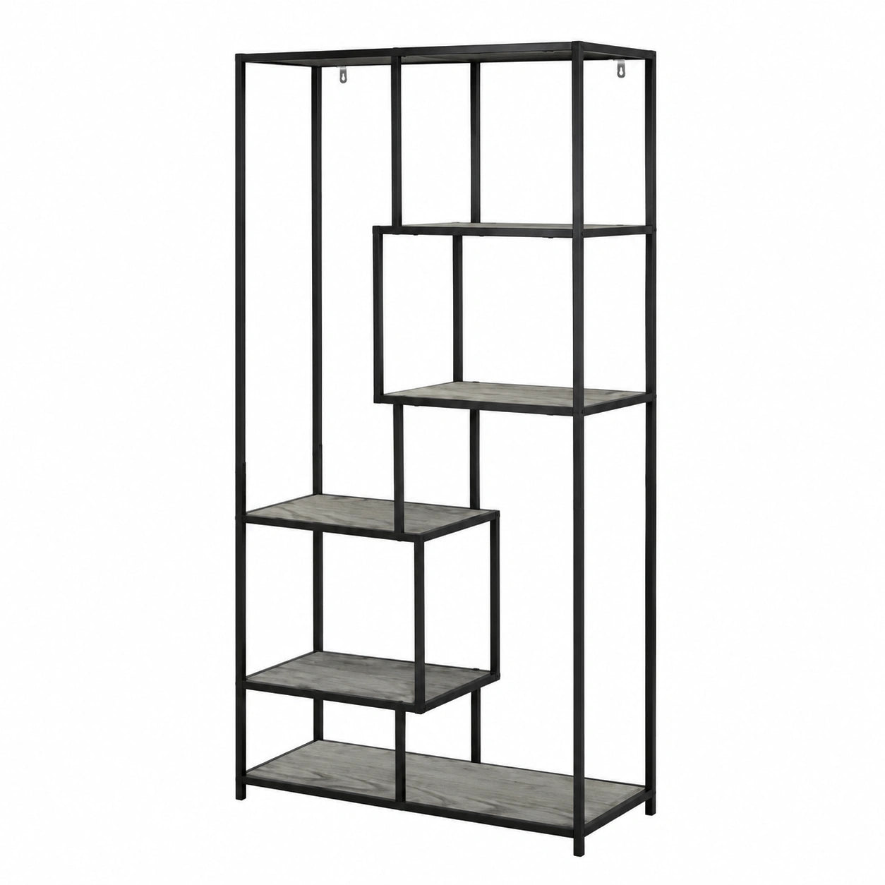 Regal – 77 × 185 × 35 cm, Industriestil, aus Holzwerkstoff, Schwarz