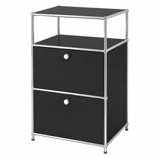 Regal – moderner Stil, modular, aus Metall, Schwarz, für Wohnzimmer, Büro und Flur