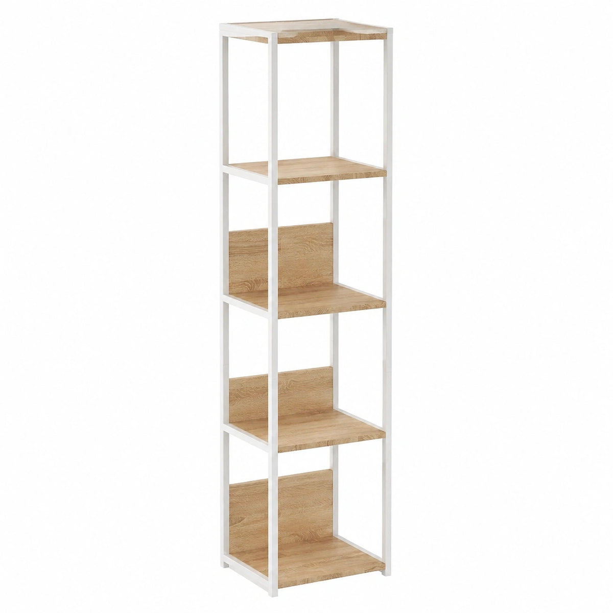 Regal – 192 × 40 × 32 cm, Industriestil, mit Ablagen, aus Eichenholz und Metall, für Wohnzimmer