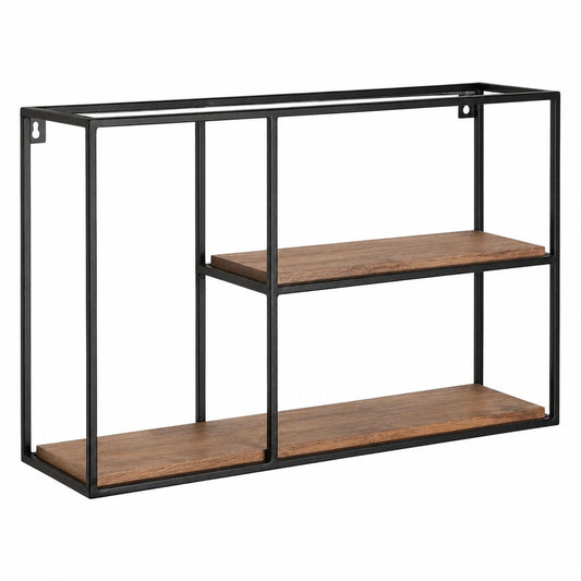 Wandregal – 60 × 40 × 18 cm, rechteckige Form, aus Massivholz und Metall