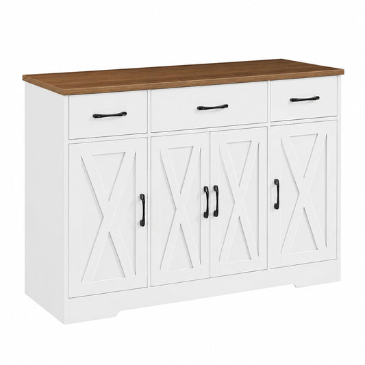 Sideboard – 140 cm, mit Schubladen, mit mehreren Türen, Braun, für Küche, Wohnzimmer und Flur