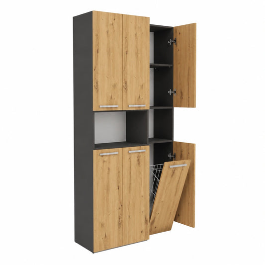 Badezimmerschrank – aus Eichenholz, Anthrazit, für Badezimmer
