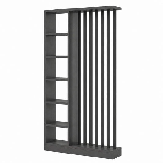 Raumteiler – 100 cm, mit Ablagen, freistehend, Grau und Schwarz, für Schlafzimmer und Flur