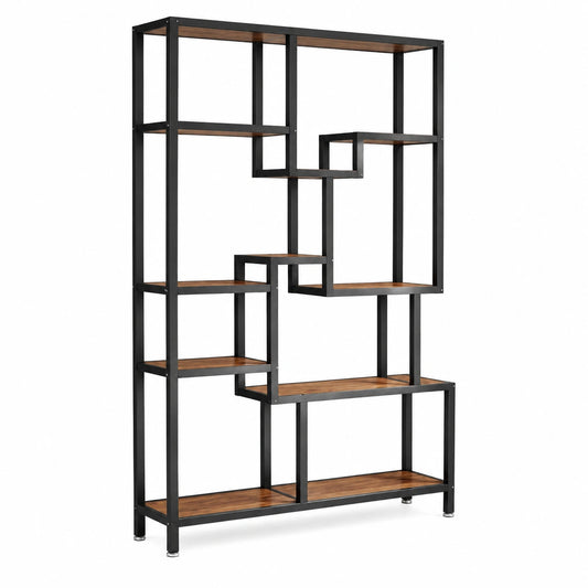 Bücherregal – 100 × 30 × 180 cm, Industriestil, aus Stahl und Holz, Braun, für Wohnzimmer