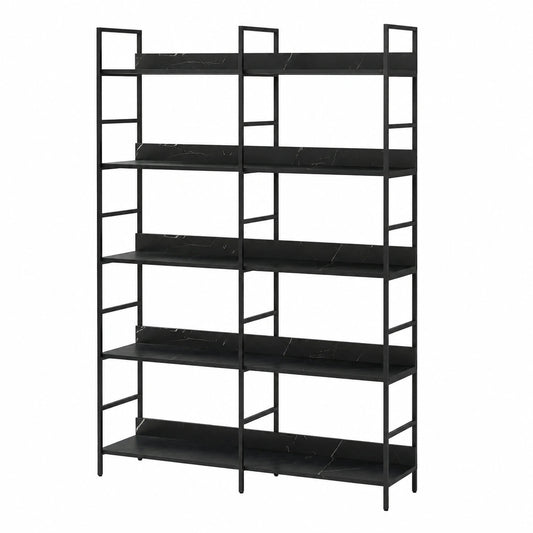 Bücherregal – 180 × 120 × 30 cm, Industriestil, aus Metall, Schwarz, für Wohnzimmer