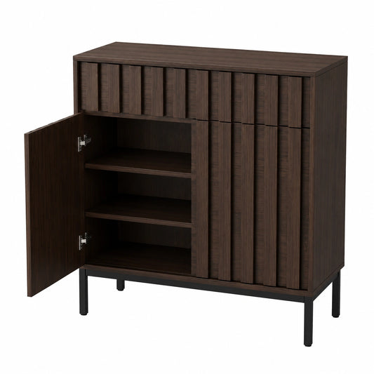 Sideboard – 70 × 37 × 88,5 cm, mit Schubladen, mit mehreren Türen, Braun, für Esszimmer, Küche und Wohnzimmer