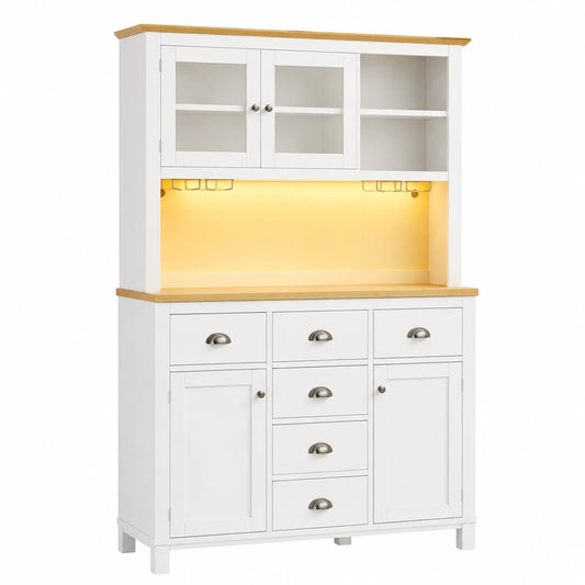 Schrank – 104 × 40 × 180 cm, Landhausstil, mit LED-Beleuchtung, mit mehreren Türen