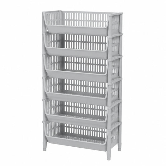 Regal – 110 cm, stapelbar, modular, aus Kunststoff, Grau