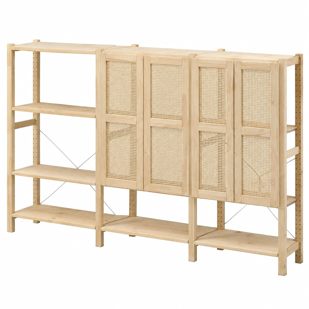Regal – 259 × 30 × 124 cm, aus Kiefernholz
