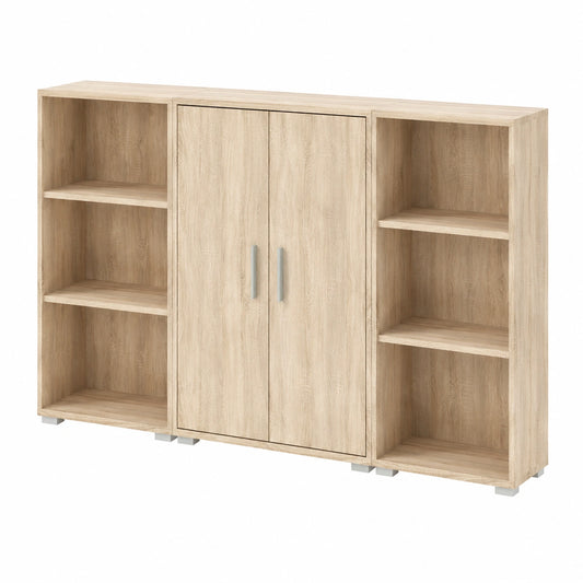 Regal – 184 × 114 × 35 cm, moderner Stil, mit mehreren Türen, aus Holzwerkstoff und Eichenholz