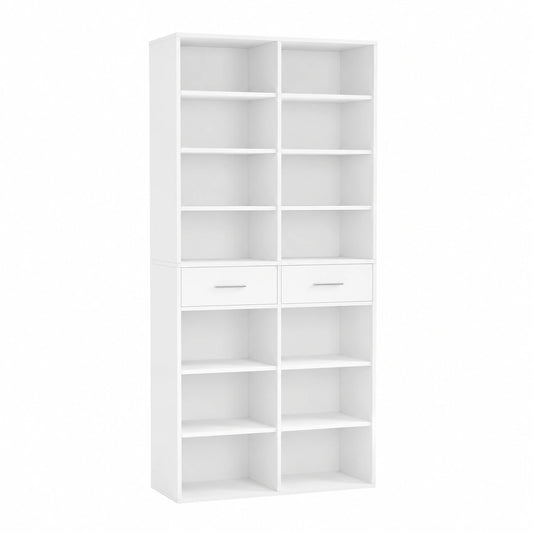 Bücherregal – 185,5 cm, mit Schubladen, für Wohnzimmer, Schlafzimmer und Büro